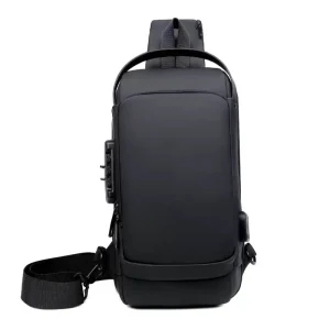 Men’s Anti Theft Fashion Waterproof Shoulder Sling Bag USB Zipper Closure Logo Detail Multifunctional Chest Bag Made Durable