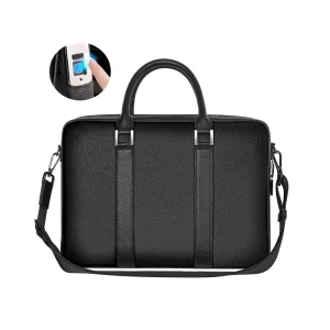 Men’s Anti Theft Laptop Briefcase Notebook Carrying Bag Patent Fingerprint Lock PU Leather Handbag Inch Size
