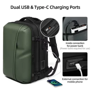 Men’s Anti-Theft Oxford Backpack Waterproof with Zipper Closure Vacuum Compression for Business Travel Bag