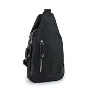 Men’s Anti Theft Pure Color Chest Sling Bag Woven Nylon Crossbody Phone Bag Business Style