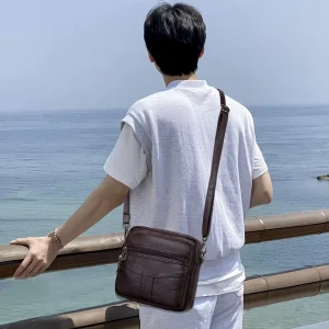 Men’s Anti Theft Sling Shoulder Bag Simple Fashionable Design for Summer Spring Made of PU Material