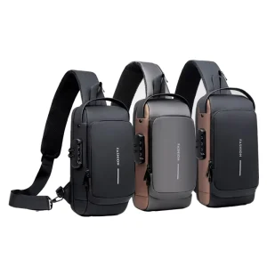 Men’s Anti-theft Shoulder Bag Fashion Cool Sling Crossbody Chest Bag USB Coded Lock Waterproof Custom Logo Made Nylon
