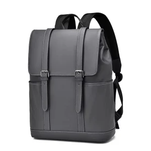 Men’s Backpack High Quality Vegan Pu Leather Durable Book Bag for Man Business Trip and Outdoor Activity