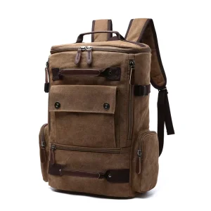 Men’s Backpack Multiple Way Use Canvas Large Capacity Computer Bag Leisure Retro Travel Backpack Bag