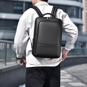 Men’s Backpack Schoolbag PU Leather Computer Bag Large Capacity Business Travel Laptop Backpack