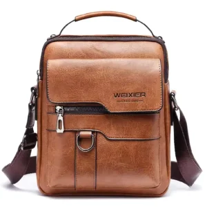 Men’s Bags Casual Fashion Portable PU Leather Men’s Handbag Outdoor Travel Men’s Crossbody Bag