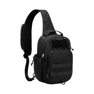 Men’s Black Anti-Theft Tactical Sling Waterproof Durable Polyester Canvas EDC Molle Zipper Phone Pack Portable Chest Bag