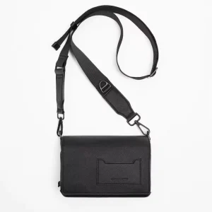 Men’s Black Embossed Mini Crossbody Bag Men’s Versatile Small Square Bag Men’s Shoulder Bag