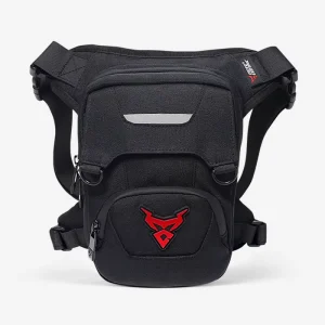 Men’s Black Leather Canvas Motorcycle Fanny Pack Waterproof Outdoor Waist Hip Thigh Bag Racing Hiking Tactical Use