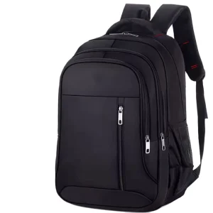 Men’s Black Polyester Laptop Backpack with Custom Logo Waterproof Large Capacity for Work Office Use Casual