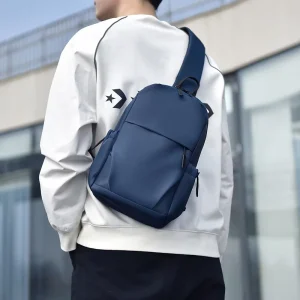 Men’s Boys’ Autumn Winter Chest Bag Slant Backpack Zipper Closure Durable Business Commuting Daily Matching