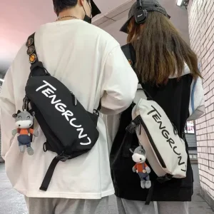 Men’s Boys’ Women’s Fashion Crossbody Backpack Shoulder Chest Bag Genuine Leather Logo Waterproof Lightweight Durable