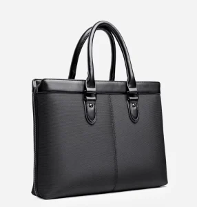 Men’s Briefcase Business Handbag 15 Inch Large Capacity Conference Laptop Bag Waterproof Oxford Modern Zipper Closure