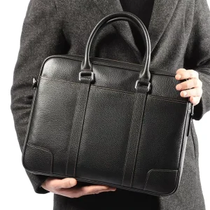 Men’s Briefcase Leather Handbag Horizontal Head Layer Cowhide Men’s Computer Bag 14 Inch Business Bag