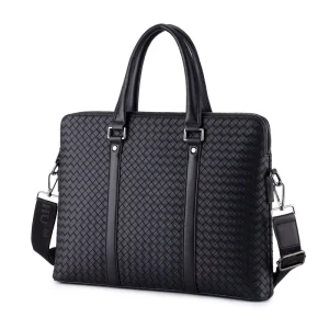Men’s Briefcase Woven Casual Korean Fashion Cross-border Computer Portable Man Bag with One Shoulder and Diagonal Body