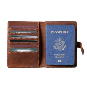 Men’s Brown Slim RFID Blocking Travel Wallet Passport Protector Credit Card Holder Certificate Bag