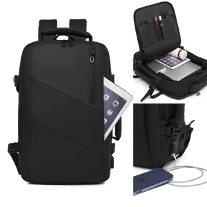 Men’s Business Backpack Expandable Large-Capacity Business Trip Travel Luggage Laptop Bag Composite Polyester Backpack