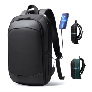 Men’s Business Backpack Slim Expandable Waterproof Travel Laptop Bag USB Charger Port Large Work Computer Bag College Laptop