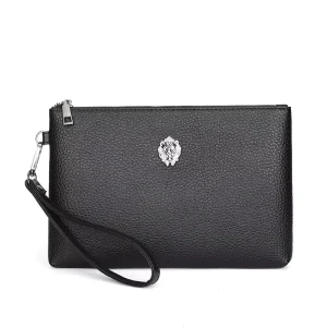 Men’s Business Bag Geometric Zipper Long Large Capacity Soft PU Lining Waterproof Fashion Mobile Phone Clip