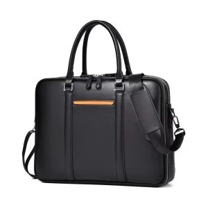 Men’s Business Bag Large Capacity Portable Briefcase Multi-layer PU Leather Laptop Bag