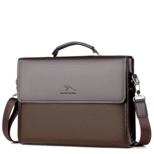 Men’s Business Briefcase PU Black Brown Professional Shoulder Messenger Bag 33*7*25cm