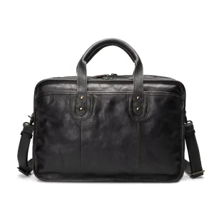 Men’s Business Briefcase Vintage Handmade Bag Shoulder Crossbody Computer Bag Large Capacity Multi-Purpose Satchels