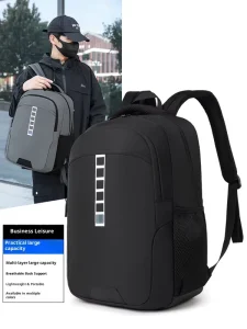 Men’s Business Casual Oxford Backpack Nylon Lightweight Reflective Strip Large Capacity Waterproof Business Trip Computer Bag