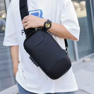 Men’s Business Chest Bag Sports Cycling Waterproof Crossbody Bag Casual Chest Bag