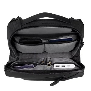 Men’s Business Commuter Crossbody Backpack Satchel Shoulder Bag PU Solid Color Waterproof Breathable Ultra Light