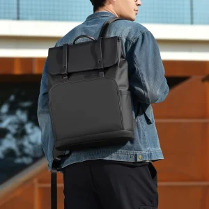 Men’s Business Computer Backpack Zipper Oxford Material Polyester Lining Breathable Design Curved Shoulder Straps Large Capacity