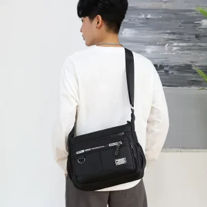 Men’s Business Cross-Body Bag with Multi-Layered Pockets Adjustable Shoulder Strap Ultra Lightweight Nylon