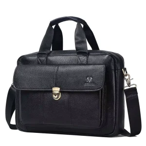 Men’s Business Executive Document Bags Genuine Leather Laptop Bags for Work Office Briefcase Handbag Travel