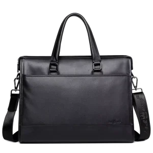 Men’s Business Genuine Leather Briefcase Simple Handbag Shoulder Crossbody Bag Waterproof Document Computer Bag