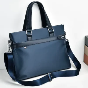 Men’s Business Handbag Black Blue Waterproof Oxford Carrying Case Protective Computer Bag 17.3 Inch Laptop Bag