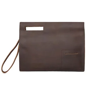 Men’s Business Handbags Leather Vintage Clutch Bag Handbag Zipper Luxurious Handbag for Man Leather Men’s Tote Clutch Bag