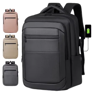 Men’s Business Laptop Backpack Large Capacity Travel Bag with USB Charging Port Water Resistant 15.6 Computer Compartment