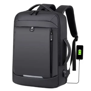 Men’s Business Laptop Backpack with USB Charger Oxford Fabric Waterproof Zipper Customizable Print Logo Gift Backpack