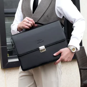 Men’s Business Laptop Soft Bag PU Large Capacity Briefcase Single Shoulder custom logo handbag