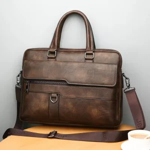 Men’s Business Leather Briefcase Laptop Bag Shoulder Messenger Bag for Office & Hand Use Men Computer Bags