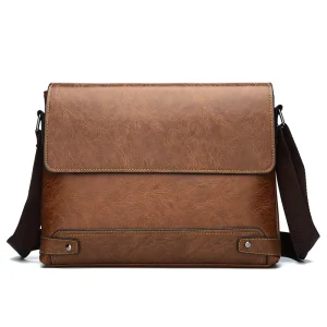 Men’s Business Leather Crossbody Bag Messenger Shoulder Bag