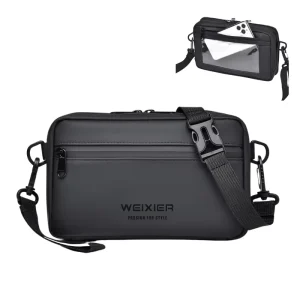 Men’s Business Leisure Oxford Cloth Large Capacity Multi-functional Barrel Shape Shoulder Bag Crossbody Bag Chest Bag