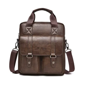 Men’s Business Office Lightweight PU Leather Premium Customized Logo Design Trendy Classic Minimalist Crossbody Shoulder Bag