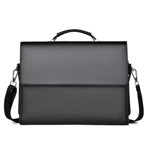 Men’s Business PU Briefcase with Zipper Closure Large Capacity Shoulder Crossbody Backpack Style Bag for Middle Aged Men