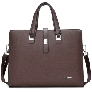 Men’s Business PU Leather Briefcase Waterproof Wear Resistant for Daily Office Laptop Carry Ultimate Attendances Accessory