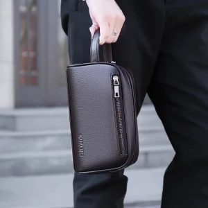 Men’s Business Password Lock Handbag Anti-Theft PU Leather Travel Toiletry Bag Designer Men’s Bag Storage Pouch Sacoche Homme