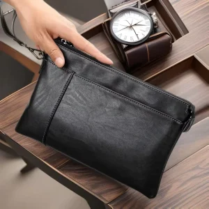 Men’s Business Quilted Leather Handbag with Compartment