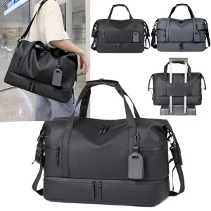Men’s Business Travel Bag Large Capacity Lightweight Polyester Lining Dry-Wet Separation Short Distance Gym Luggage