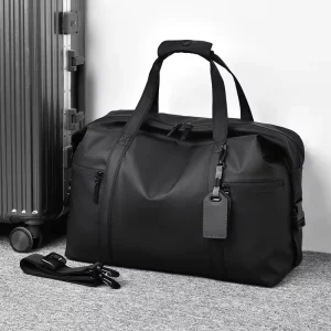 Men’s Business Travel Bag Large Capacity Sports Fitness Luggage Zipper Durable PU Polyester Materials Shoulder Crossbody Bag