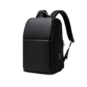 Men’s Business Waterproof PU Leather Polyester USB Air Cushion Strap Backpack Sports Casual Outdoor Travel Computer Bag