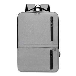 Men’s Business Waterproof School Laptop Backpack USB Port Custom Logo Zipper Closure Letter Pattern Factory Directly Bag